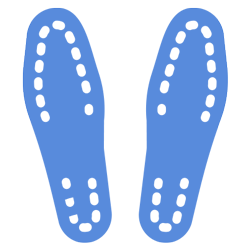 Blue icon showing two foot step